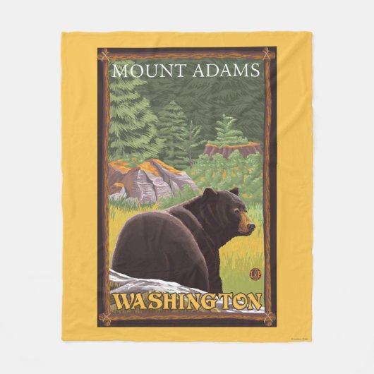 Zwart Beer in het bos - Mount Adams, Washington Fleece Deken (Voorkant)