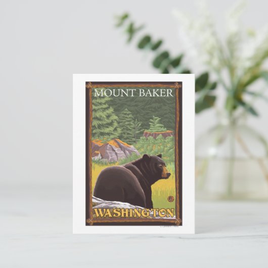 Zwart Beer in het bos - Mount Baker, Washington Briefkaart (Staand voorkant)