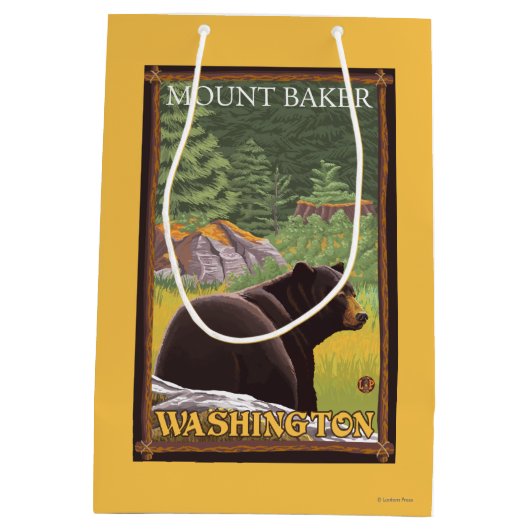 Zwart Beer in het bos - Mount Baker, Washington Medium Cadeauzakje (Achterkant)