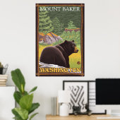 Zwart Beer in het bos - Mount Baker, Washington Poster (Thuiskantoor)