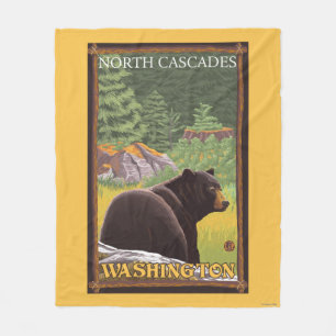 Zwart Beer in het bos - Noord-Cascades, Washington Fleece Deken