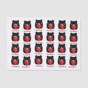 Zwart beer met hart tissuepapier