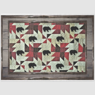 Zwart Beer Quilt Rustic Wood Tissuepapier