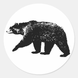 Zwart Beer Silhouet, Digitaal Grafisch Ronde Sticker