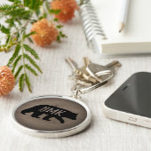 Zwart Beer Silhouette Persoonlijk Monogram Sleutelhanger (Zijkant)