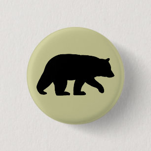 Zwart Beer Silhouette   Wilde dieren Ronde Button 3,2 Cm