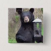 Zwart Beer Vierkante Button 5,1 Cm (Voorkant)