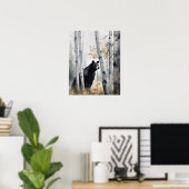 Zwart Beer Woodland Animal Art Print Poster (Thuiskantoor)