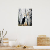 Zwart Beer Woodland Animal Art Print Poster (Keuken)