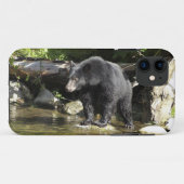Zwart Beer "Zalm Spotting" Wildlife iPhone Case (Achterkant (horizontaal))