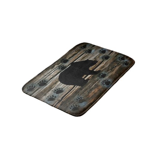 Zwart Beer zwart Beer poogt Rustisch hout Badmat (Gekanteld)