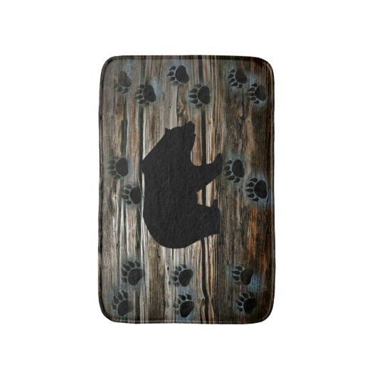 Zwart Beer zwart Beer poogt Rustisch hout Badmat (Voorkant Verticaal)