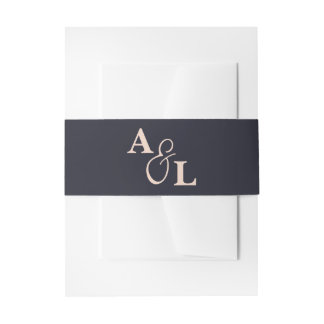 Zwart & Beige Ampersand Monogram Huwelijk Uitnodigingen Wikkel