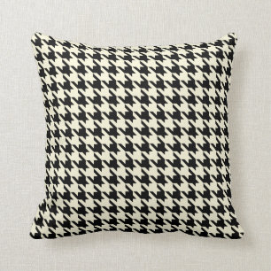 Zwart Beige Crème Pied De Poule Houndstooth Kussen
