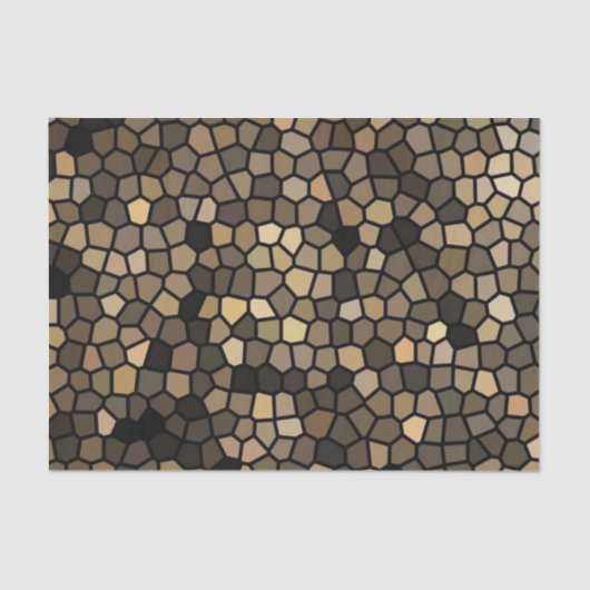 Zwart, Beige en Bruin Mozaïeken Tissuepapier (Voorkant)