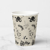 Zwart & beige Hand getrokken Tattoo Patroon Papieren Bekers (Rechts)