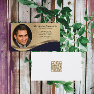 Zwart & Beige Professioneel Aangepaste Foto QR-cod Visitekaartje
