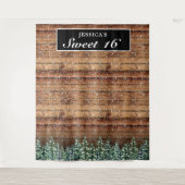 Zwart Besneeuwd Bos Sfeerachtergrond Zoete 16 Foto Wandkleed (Voorkant)