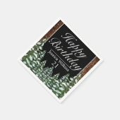 Zwart besneeuwd hout & bosden Gelukkige Verjaardag Servet (Hoek)