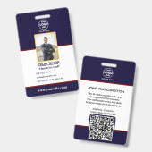 Zwart beveiligings-ID-badge met foto en QR-code Badge (Voor- en achterkant)