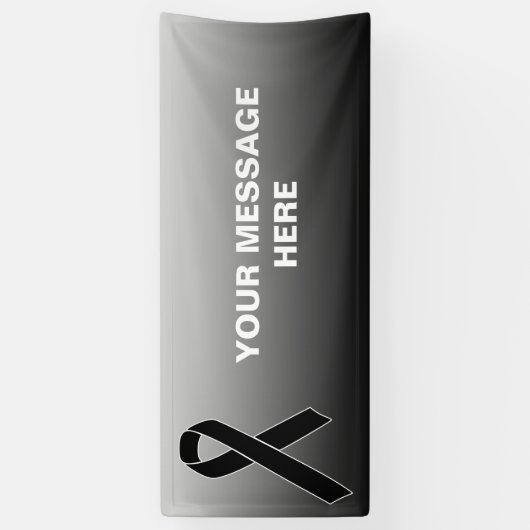 Zwart bewustzijn Ribbon + jouw boodschap Spandoek (Verticaal)