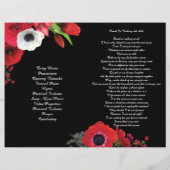 Zwart BiFold Red Flowers Funeral Programme Flyer (Achterkant)