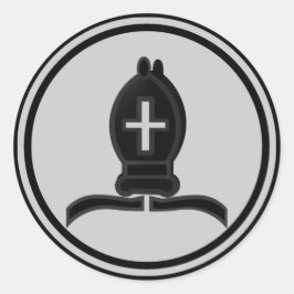 Zwart Bishop Schaakstuk Ronde Sticker