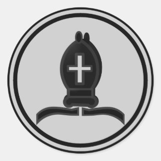 Zwart Bishop Schaakstuk Ronde Sticker