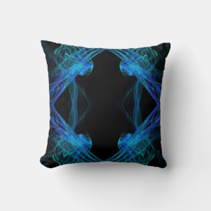 Zwart-blauw Abstract fractal Pillow Kussen