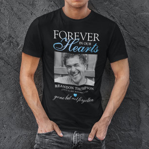 Zwart Blauw Begrafenisfoto Memorial T-shirt
