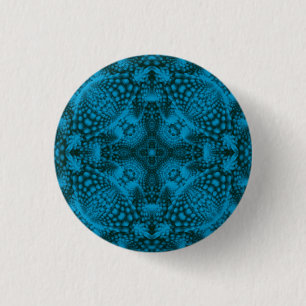 Zwart-blauw- blauw-fractal Kaleidoscoop Ronde Button 3,2 Cm