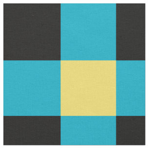 Zwart, blauw en geel dambordpatroonweefsel stof