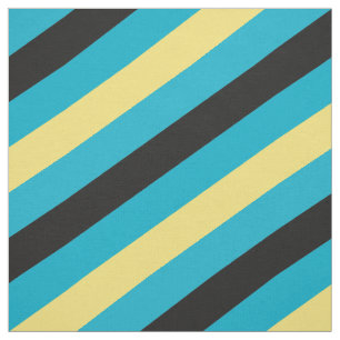 Zwart, blauw en geel gestreepte patroon stof