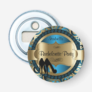 Zwart, blauw en goudmetaal - Bachelorette Party Button Flesopener