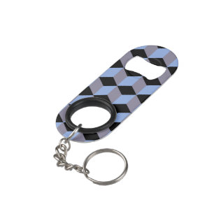 Zwart Blauw en Heather Isometrische Kubus Patronen Mini Flessenopener