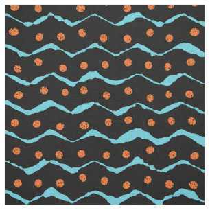 Zwart, Blauw en Oranje Patroon Stof