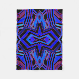 Zwart blauw en roze geometrisch patroon fleece deken