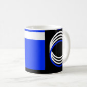 Zwart Blauw en Wit Cirkels Moderne Mok (Voorkant rechts)