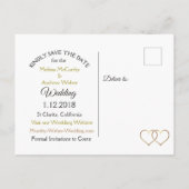 Zwart-blauw Floral Harten Opslaan Datum Aankondigingskaart (Achterkant)