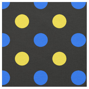 Zwart Blauw Geel Stippen Design Stof