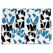 Zwart Blauw Glas in Lood Patroon Groot Cadeauzakje (Voorkant)