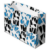 Zwart Blauw Glas in Lood Patroon Groot Cadeauzakje (Achterkant Gekanteld)
