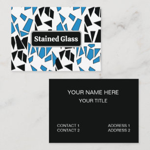 Zwart Blauw Glas-in-lood Patroon Visitekaartje