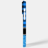 Zwart-blauw Glitter Buffalo-spelmonogram Case-Mate iPhone Case (Achterkant / Links)