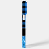 Zwart-blauw Glitter Buffalo-spelmonogram Case-Mate iPhone Case (Achterkant / Rechts)