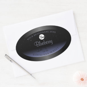 Zwart blauw gradiëntproductlabels Glitter Logo Ovale Sticker