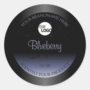 Zwart blauw gradiëntproductlabels Glitter Logo Ronde Sticker