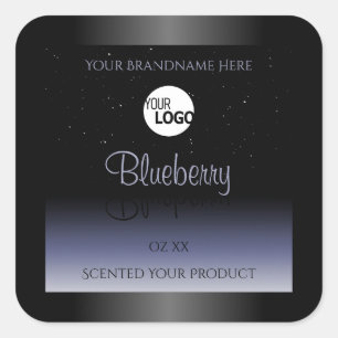Zwart blauw gradiëntproductlabels Glitter Logo Vierkante Sticker