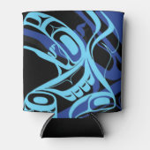 Zwart Blauw Haida Eagle Thunder Vogel Native Art Blikjeskoeler (Voorkant)
