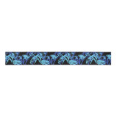 Zwart Blauw Haida Eagle Thunder Vogel Native Art Grosgrain Lint (Voorkant)